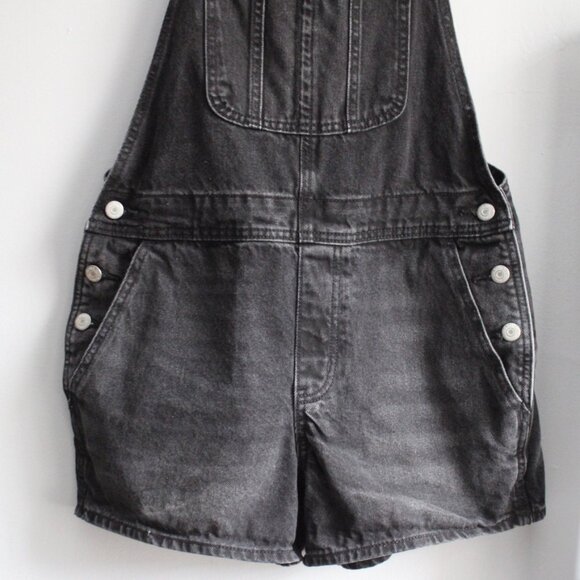 Old Navy Women's Black Slouchy Jean Denim Shortalls Overalls Size Medium - Picture 4 of 6